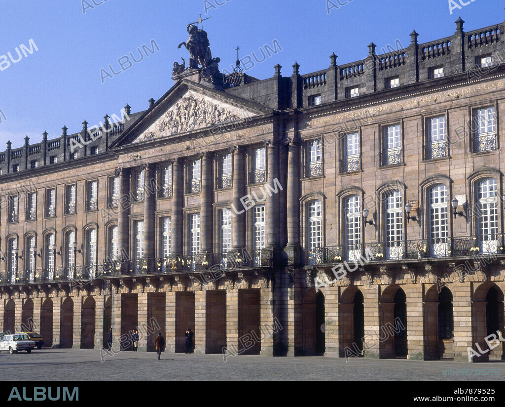 CARLOS LEMAUR Y BURRIEL (1721-1785). PALACIO DE RAJOY CONVERTIDA EN SEDE DE LA AUTONOMIA SITUADO EN LA PLAZA DEL OBRADOIRO - FOTO AÑOS 70.