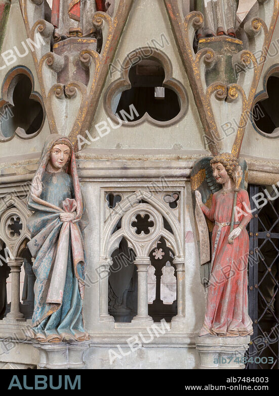 Konstanz, Münster, Heiliges Grab in der Mauritiusrotunde, Detail Verkündigung.
