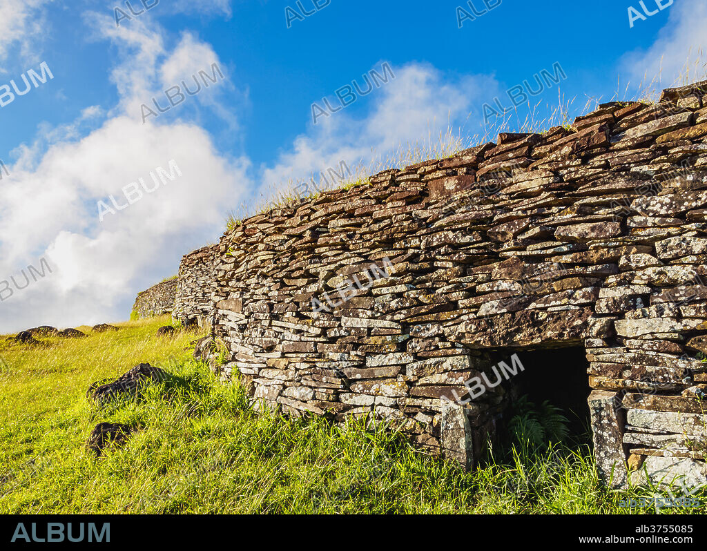 Orongo Village, Rapa Nui National Park, UNESCO World Heritage Site, Easter Island, Chile, South America.