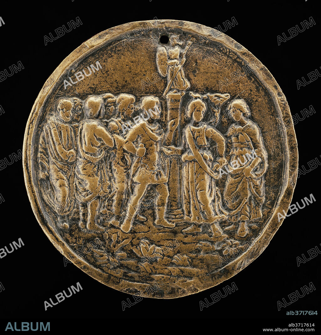 MASTER OF THE ORPHEUS LEGEND. Orpheus and Eurydice Before Pluto and Proserpine. Dated: fourth quarter 15th century. Dimensions: overall (diameter): 5.4 cm (2 1/8 in.) gross weight: 43 gr. Medium: bronze//Medium brown patina.