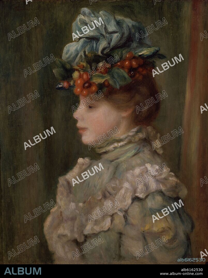 AUGUSTE RENOIR. LA MUJER DEL SOMBRERO CON CEREZAS - IMPRESIONISMO FRANCES.
