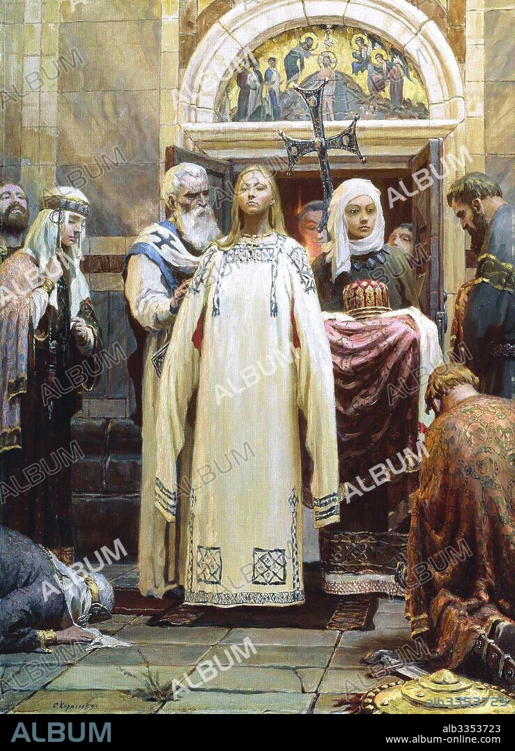 SERGEI ALEKSEEVICH KIRILLOV. The Baptism of Grand Princess Olga of Kiev.