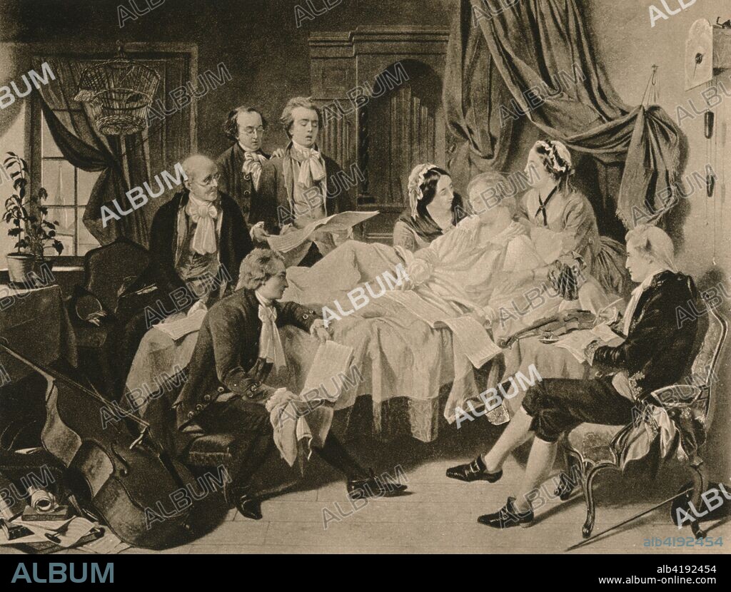 'The Deathbed of Mozart', 1910. From "The Musical Educator Vol. 5" edited by John Greig, M.A., Mus. Doc. [Caxton Publishing Company, Limited, London, 1910].