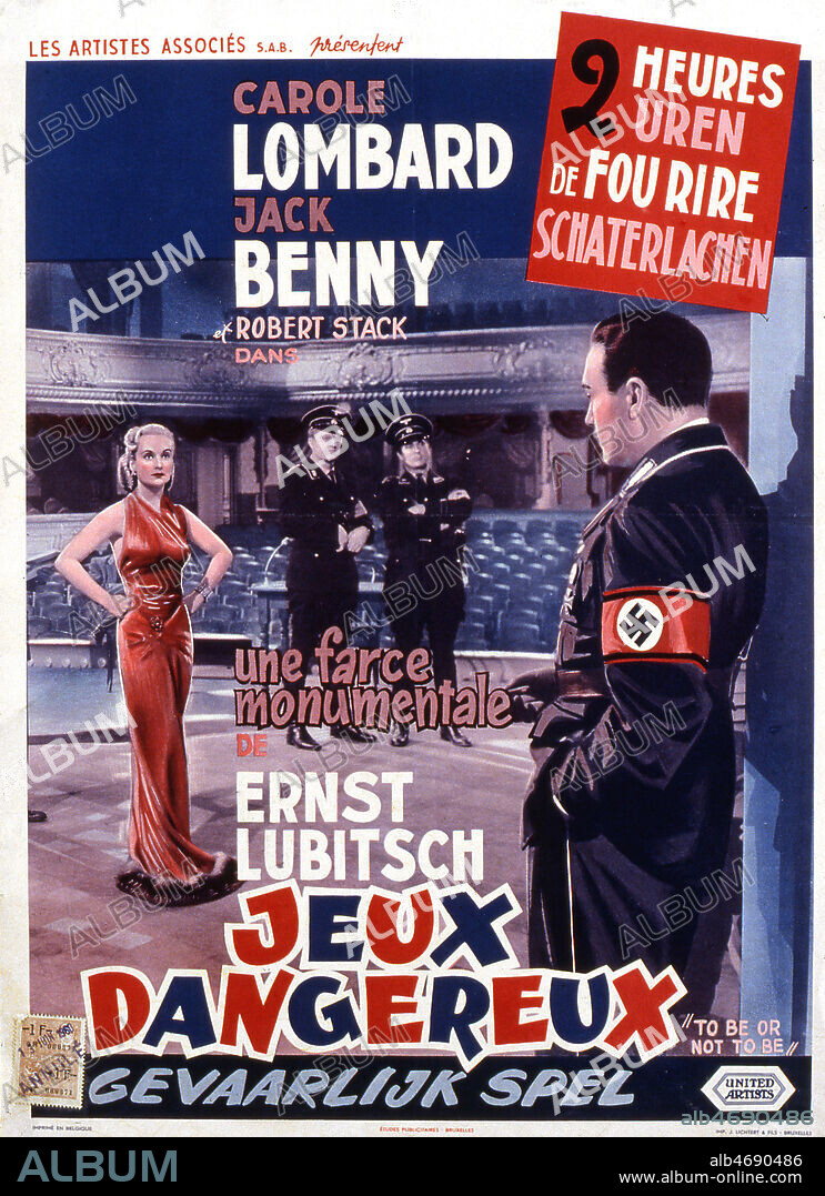 'Jeux dangereux' Affiche en allemand et en francais du film americain realise en 1942 par Ernest LUBITSCH (1892-1947) avec Carol LOMBARD (1908-1942), Jack BENNY (1894-1974). Credit : Coll. Perron/KHARBINE-TAPABOR.