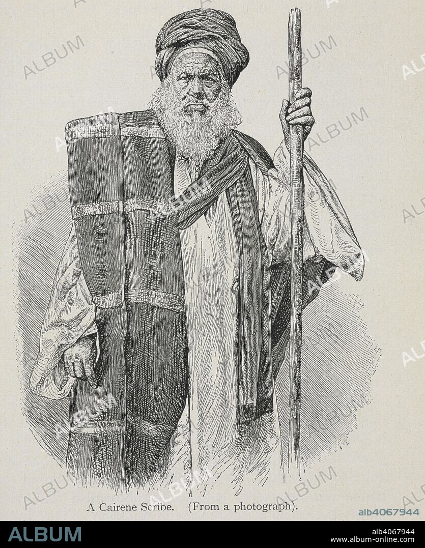FRIEDRICH RATZELL. A Cairene scribe. An elderly man holding a staff. The history of mankind / Trans from the second German edited by A. J. Butler. v. 3, 1898. [S.l.] : Macmillan, 1896-1898. Source: 572*3343* vol III, f.187 detail. Language: English.