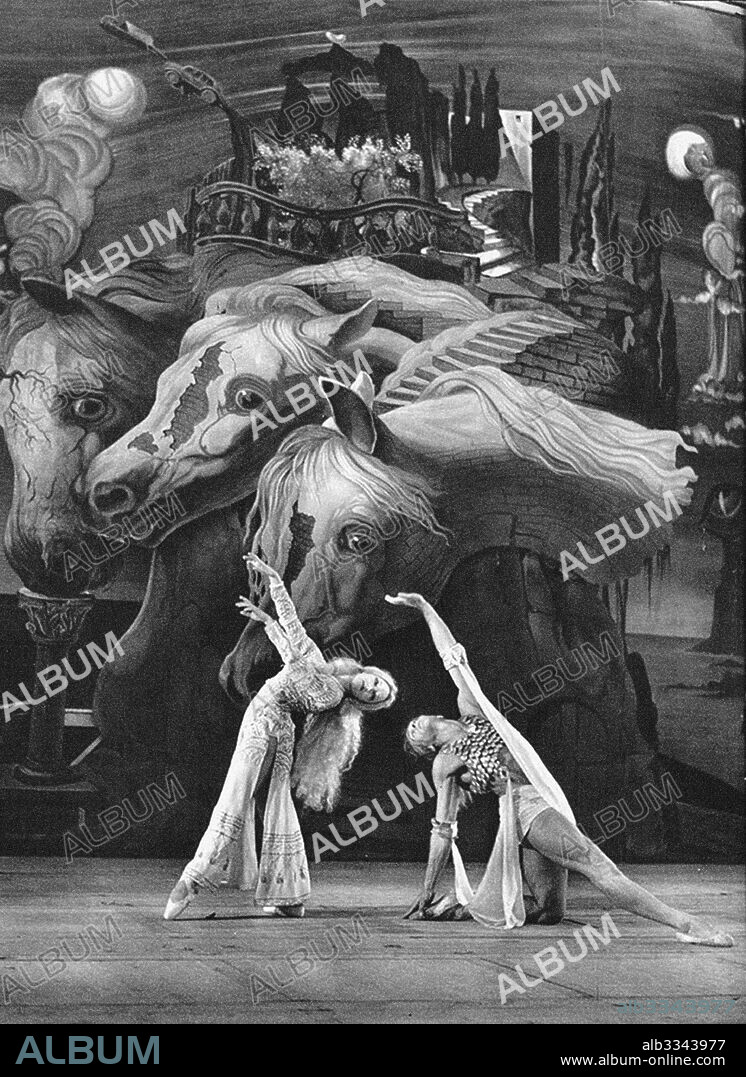 ANÓNIMO y SALVADOR DALÍ. The ballet Tristan fou (Mad Tristan), Covent Garden. Choreographed by Léonide Massine. Design by Salvador Dalì.