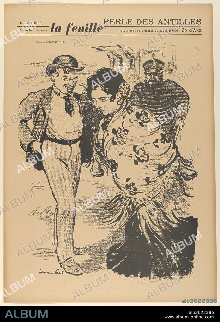 Perle des Antilles (from La Feuille). Artist: René-Georges Hermann-Paul (French, Paris 1874-1940 Saintes-Maries-de-la-Mer). Publisher: Zo d'Axa (French, Paris 1864-1930 Paris); La Feuille (French 1897-1899). Date: 1897-1899.