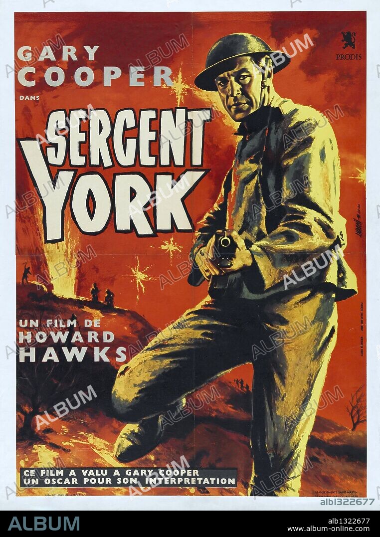 Poster of SERGEANT YORK, 1941, directed by HOWARD HAWKS. Copyright WARNER BROTHERS.