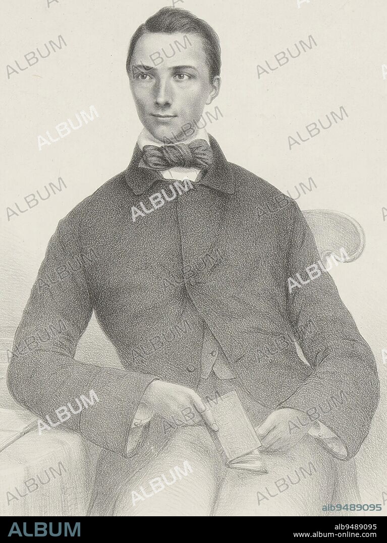 Below the portrait the signature of the person being portrayed, Portrait of Cornelis Adriaan Bergsma, print maker: Willem Troost (II), (mentioned on object), printer: Elias Spanier, (mentioned on object), The Hague, 1856, paper, h 498 mm - w 330 mm.