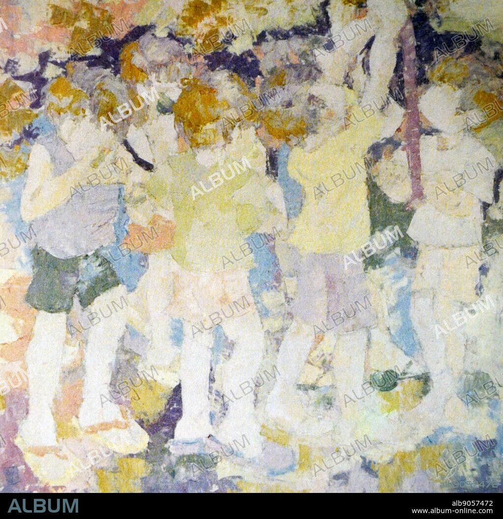 Connie Zapanta, Fruit Pickers, 1995. Oil on canvas.