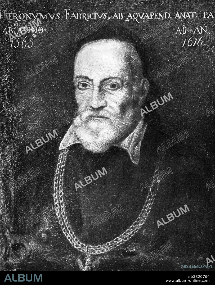 Hieronymus Fabricius or Girolamo Fabrizio or by his Latin name Fabricus ab Aquapendente also Girolamo Fabrizi d'Acquapendente (1537-1619) was a pioneering anatomist and surgeon known in medical science as the "Father of Embryology". In 1594 he revolutionized the teaching of anatomy when he designed the first permanent theater for public anatomical dissections. By dissecting animals, Fabricius investigated the formation of the fetus, the structure of the esophagus, stomach and intestines, and the peculiarities of the eye, the ear, and the larynx. Fabricius contributed much to the field of surgery. Though he never actually performed a tracheotomy, his writings include descriptions of the surgical technique. He favored using a vertical incision and was the first to introduce the idea of a tracheostomy tube. He died in 1619 at the age of 81 or 82.