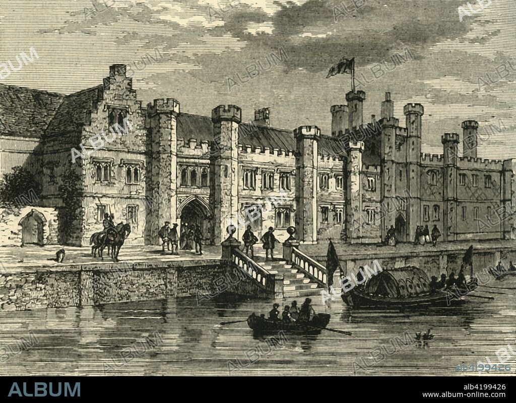 'Old Palace of Greenwich, in 1630', (c1878). The Palace of Placentia was a palace built on the banks of the Thames at Greenwich by Humphrey, Duke of Gloucester in 1447. In 1660 King Charles II engaged John Webb to build a new royal palace on the site but the work never completed. In 1694 the old palace was demolished and Webb's building was incorporated into the Greenwich Hospital. From Old and New London: A Narrative of Its History, Its People, And Its Places. The Southern Suburbs, Volume VI, by Edward Walford. [Cassell, Petter, Galpin & Co., London, Paris & New York, c1878].