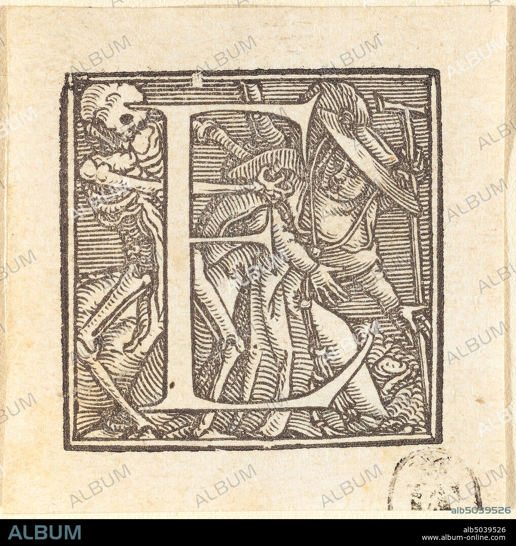 Hans Holbein the Younger, (artist), German, 1497/1498 - 1543, Letter E, Alphabet of Death, (series), woodcut.