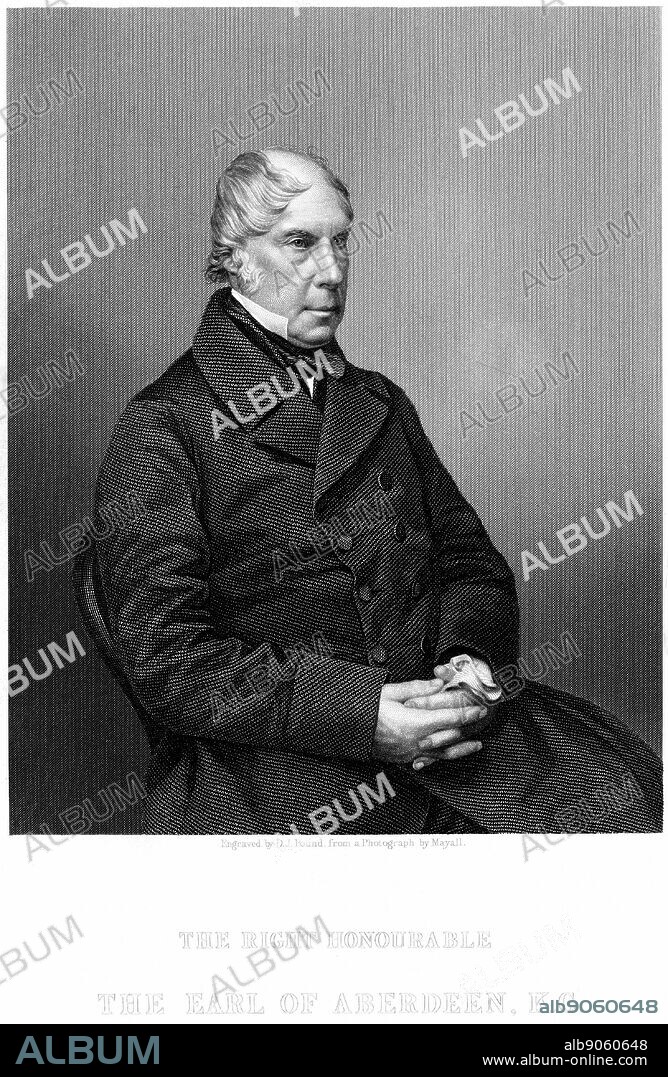 George Gordon, 4th Earl of Aberdeen (1784-1860). Scottish statesman. British Prime Minister 1852-55. Supported Free Trade. Engraving published London c1860.