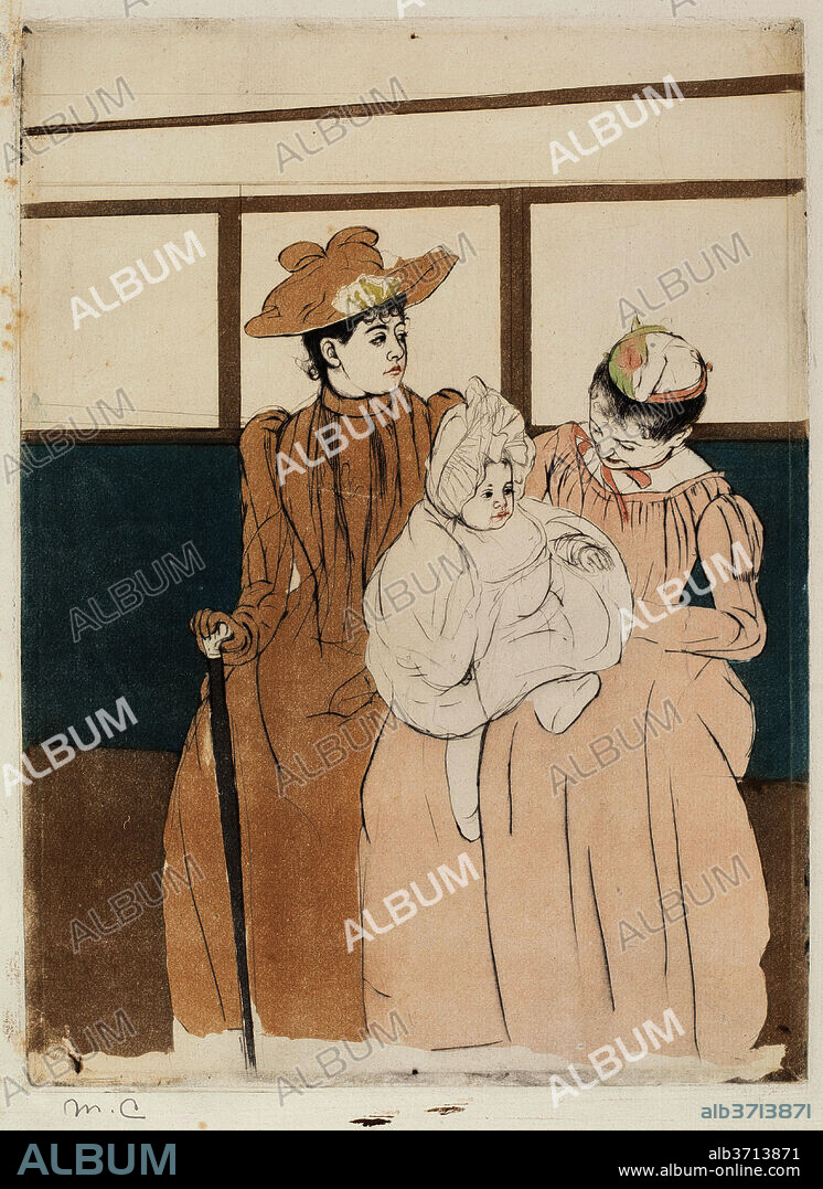 MARY CASSATT. In the Omnibus. Dated: 1890-1891. Dimensions: plate: 36.51 × 26.67 cm (14 3/8 × 10 1/2 in.). Medium: color drypoint and aquatint.