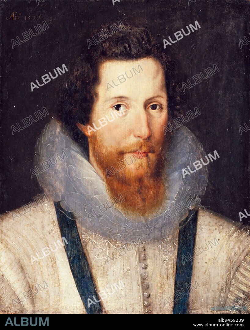 Portrait of Robert Devereux, Second Earl of Essex, 1599, Studio of Marcus Gheeraerts the Younger, Flemish, 1561/62 - 1636, 19 1/2 x 15 1/2 in. (49.53 x 39.37 cm) (panel), Oil on panel, England, 16th century, The Earl of Essex was an English nobleman and a favorite of Queen Elizabeth I. Politically ambitious, and a committed general, he was placed under house arrest following a poor campaign in Ireland during the Nine Years' War in 1599. In 1601, he led a failed coup d'etat against the government and was executed for treason.