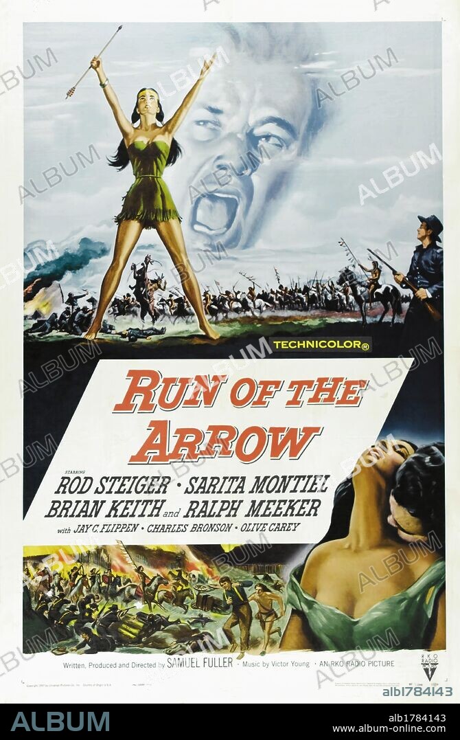 Poster of RUN OF THE ARROW, 1957, directed by SAMUEL FULLER. Copyright UNIVERSAL/RKO.