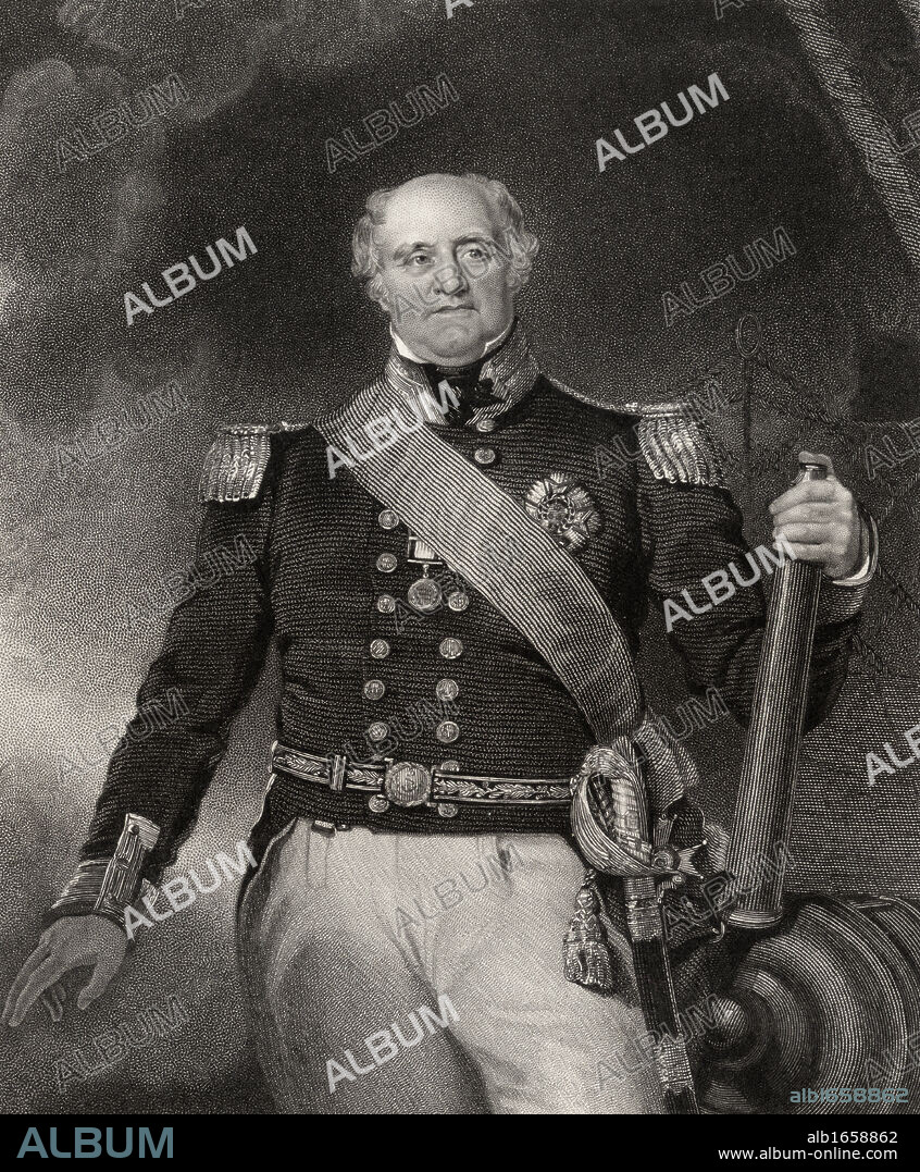 Sir Thomas Masterman Hardy 1769 to 1839 Vice Admiral British naval officer Engraved by H Robinson after R Evans From the book National Portrait Gallery volume V published c 1835.