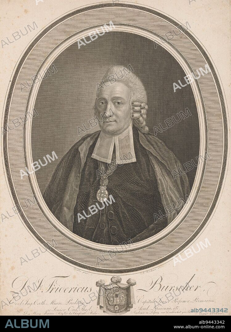 Portrait of Johann Friedrich Burscher, Friedrich August Brückner, after Richter, 1795 - 1814, print maker: Friedrich August Brückner, (mentioned on object), after: Richter, (mentioned on object), printer: Breitfeld, (mentioned on object), Leipzig, 1795 - 1814, paper, engraving, h 378 mm × w 275 mm.