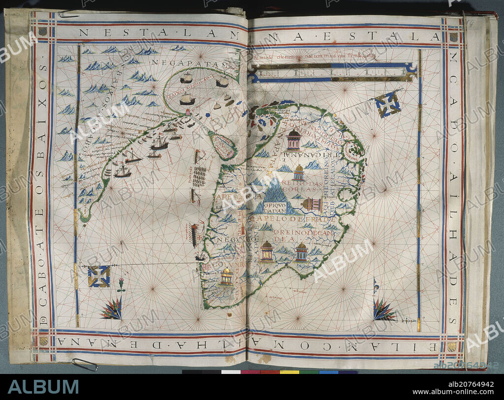 FERNAO VAZ DOURADO (1520-1580). ATLAS PORTULANO - 1568 - ISLA DE SRI LANKA ANTIGUO CEILAN.