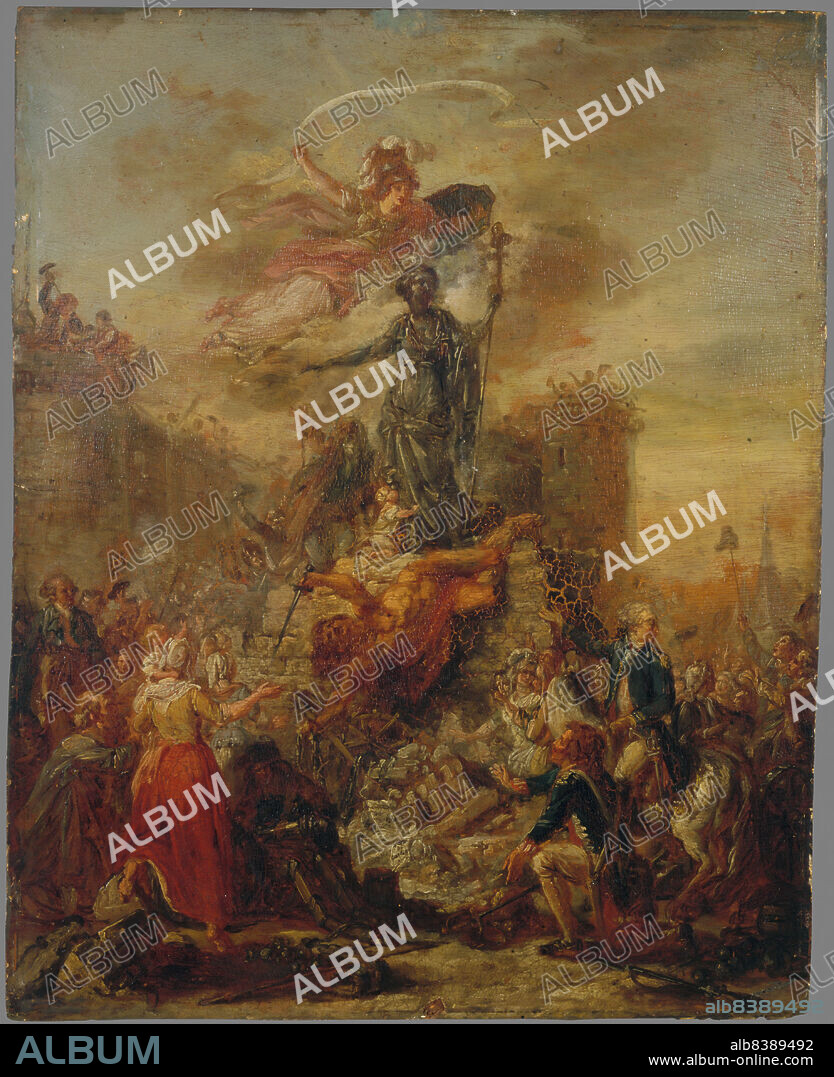 ECOLE FRANCAISE. Allégorie de la Liberté sur les ruines de la Bastille, c1789.