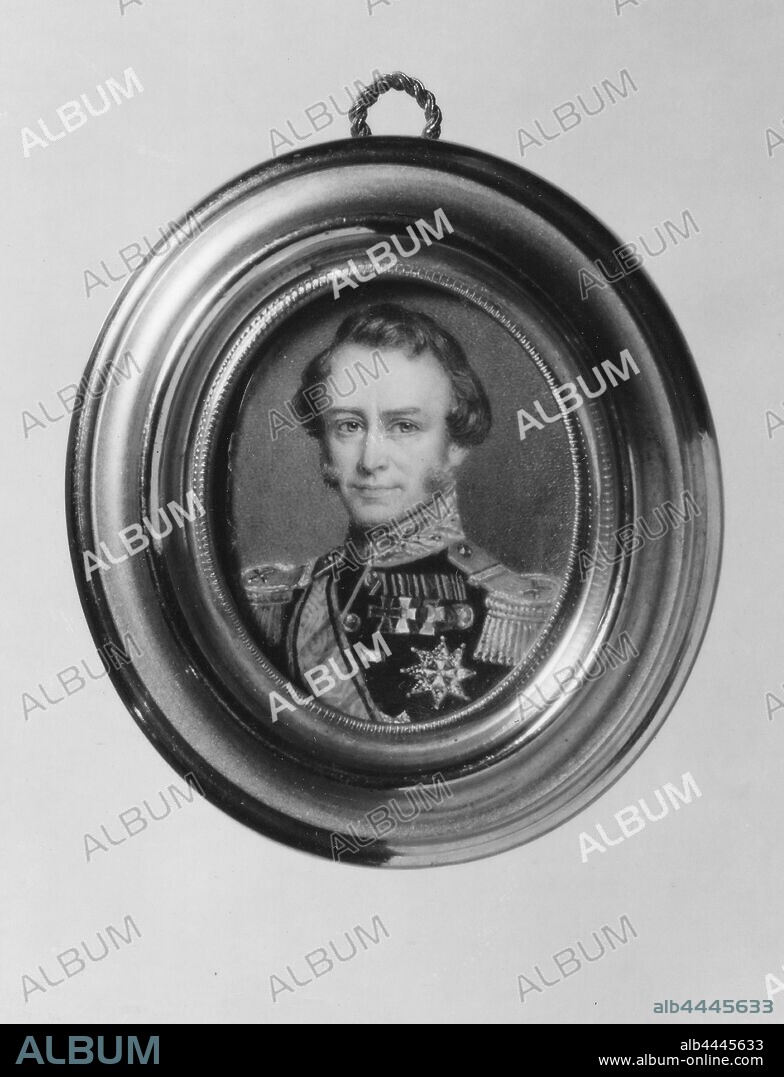 H. P, Heidemann, King William II, William II, 1792-1849, King of the Netherlands, painting, Gouache, Height, 4 cm (1.5 inch), Width, 3 cm (1.1 inch).