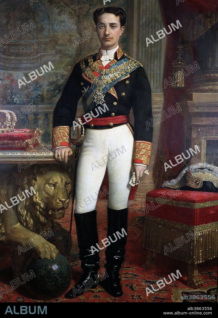 ALFONSO XII. REY DE ESPAÑA . 1857 - 1885. OLEO DE RAIMUNDO DE MADRAZO. ARCHIVO HISTORICO NACIONAL . MADRID.
