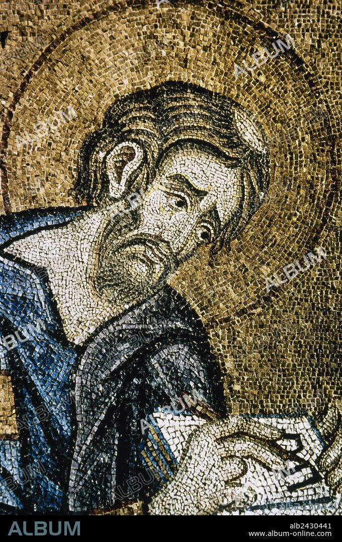 ARTE BIZANTINO. ITALIA. "SAN LUCAS EVANGELISTA". Mosaico del baptisterio de la Basílica de San Marcos, datado entre los siglos XII-XIV. Venecia.