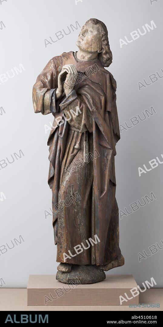 Unknown (Flemish), Saint John the Evangelist, early 16th century, Oak with polychromy, Overall: 46 1/2 × 15 1/8 × 10 7/8 inches (118.1 × 38.4 × 27.6 cm).
