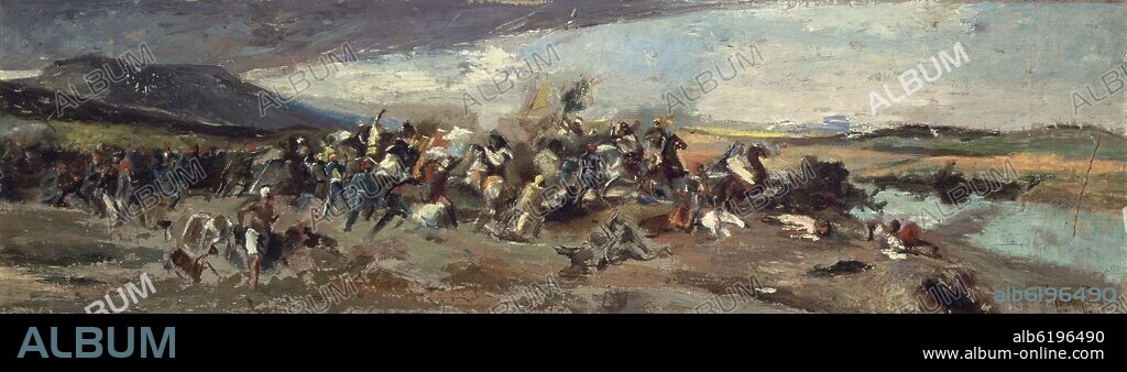 MARIANO FORTUNY. BOCETO-LA BATALLA DE WAD-RAS.
