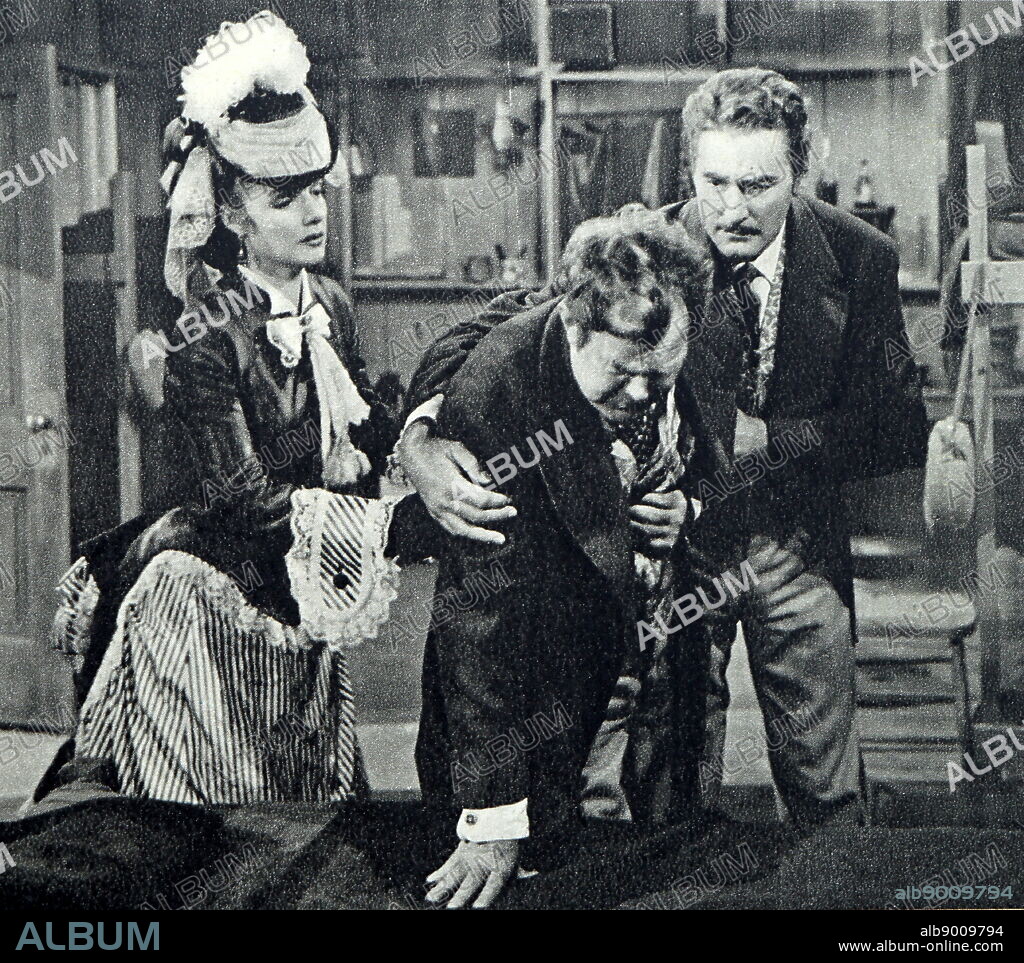 Film still from 'Silver River' starring Errol Flynn, Ann Sheridan, Thomas Mitchell, and Bruce Bennett.
