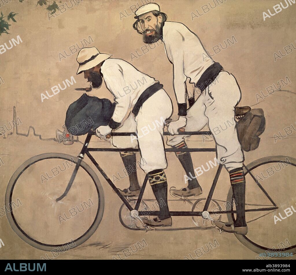 RAMON CASAS I CARBÓ. Ramon Casas and Pere Romeu on a Tandem. Date/Period: 1897. Painting. Oil on canvas. Height: 1,880 mm (74.01 in); Width: 2,155 mm (84.84 in).