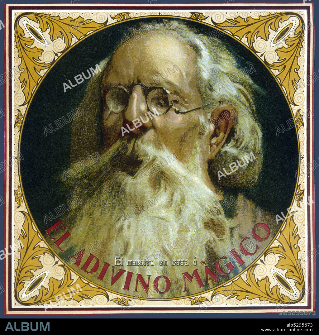 Juguetes de cartón y madera. Caja del juego El Adivino Mágico, fabricado por Juguetes Borrás, de Mataró. Año 1924.