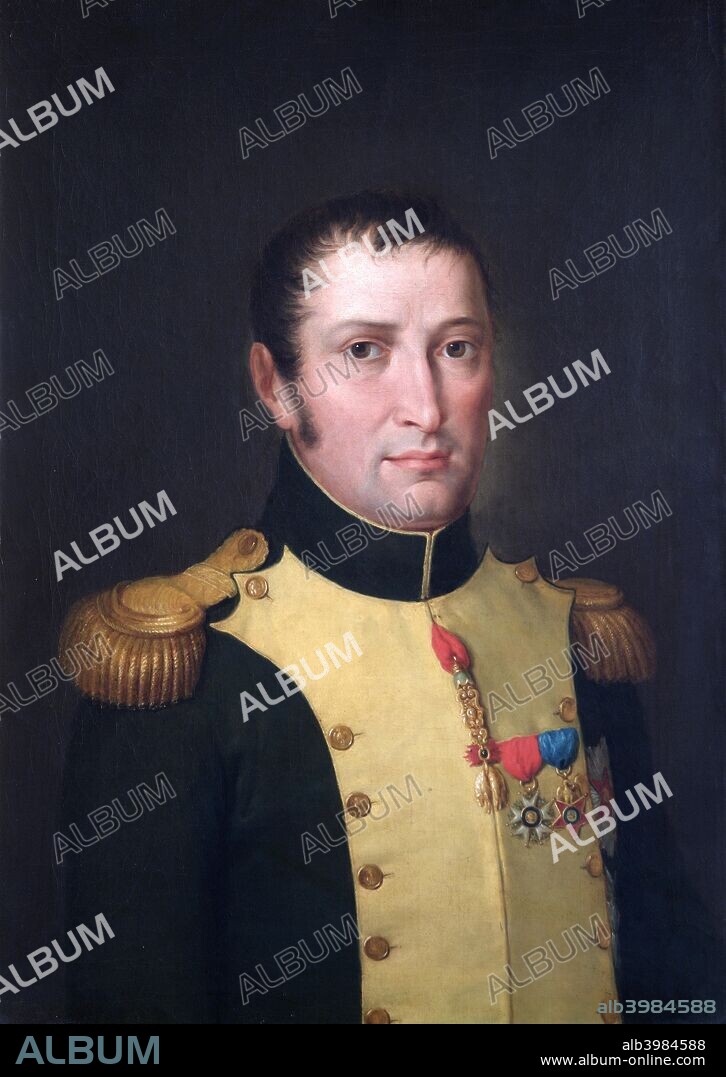 Portrait of Joseph Bonaparte, King of Spain, c1810. Painting captured at Vitoria in 1813. The elder brother of Napoleon, Joseph Bonaparte (1768-1844) was installed on the Spanish throne by his brother in 1808, ruling as Jose I. He abdicated after the British commanded by the Duke of Wellington defeated the French at the Battle of Vitoria in 1813. From the collection of Apsley House, London.