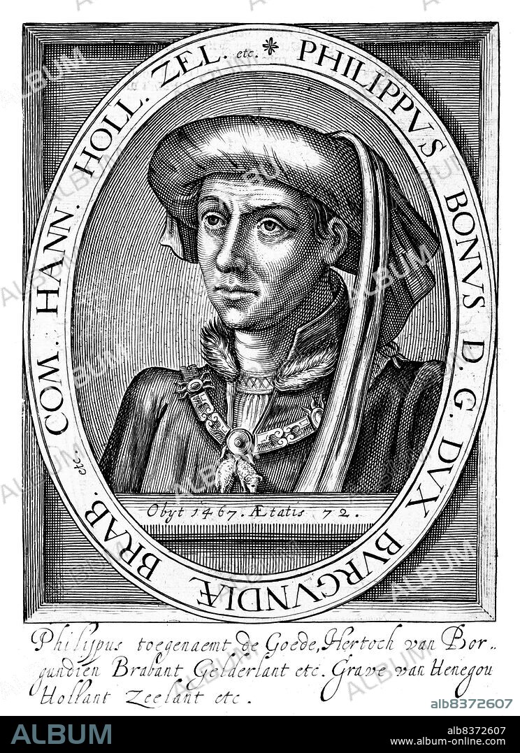 Philip the Good (French: Philippe le Bon, Dutch: Filips de Goede; 31 July 1396 15 June 1467) was Duke of Burgundy as Philip III from 1419 until his death. During his reign Burgundy reached the height of its prosperity and prestige and became a leading center of the arts. Philip is known in history for his administrative reforms, patronage of Flemish artists such as Jan van Eyck, of Franco-Flemish composers such as Gilles Binchois, and the capture of Joan of Arc.<br/><br/>. During his reign he alternated between English and French alliances in an attempt to improve his dynasty's position. Moreover, as ruler of Flanders, Brabant, Limburg, Artois, Hainaut, Holland, Zeeland, Friesland and Namur, he played an important role in the history of the Low Countries.