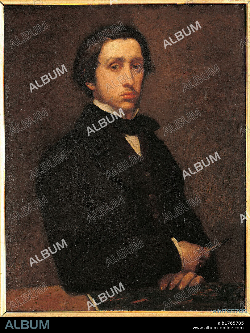 Portrait of the Artist, by Edgar Degas, 1855, 19th Century, oil on canvas, cm 81 x 64,5. France, Ile de France, Paris, Muse dOrsay. All. Portrait artist painter friend jacket black.