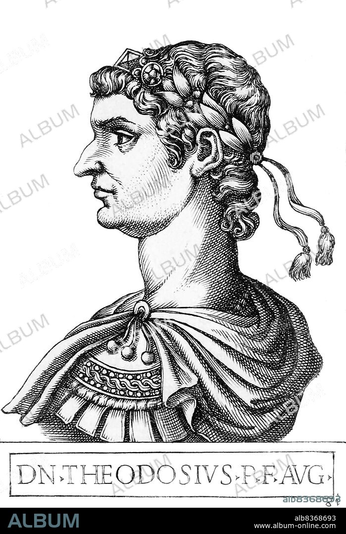 Theodosius I (347-395), also known as Theodosius the Great, was born into a military family in Hispania. He served with his father until his execution in 374, after which Theodosius retired to Hispania until he was given the position of co-emperor by Emperor Gratian after Emperor Valens' death in 378.<br/><br/>. Theodosius ruled the East Roman Empire, and after Gratian himself was killed in 383, appointed his son Arcadius as his co-ruler in the east while briefly acknowledging the usurper Magnus Maximus before agreeing to a marriage with Emperor Valentinian II's sister Galla and defeating Maximus in battle. He then appointed his trusted general Arbogast to watch and effectively rule over the young Valentinian II in the west, making Theodosius de facto ruler of both West and East.<br/><br/>. Arbogast eventually killed Valentinian II and placed Eugenius as his puppet emperor in the west in 392, forcing Theodosius to march against him, giving his son Honorius the title of co-emperor in the West instead. Eugenius and Arbogast were defeated in 394, the latter executed while the former committed suicide, leaving Theodosius as the last sole emperor to truly rule over both halves of the Roman Empire. He eventually died in 395 from severe edema, leaving his sons ruling each half of the empire.