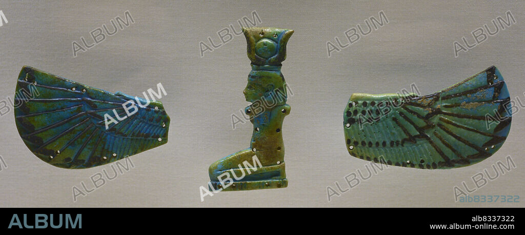 Winged image of the goddess Isis (?). Late Period. 26th dynasty. Greenish faience, 664-525 BC. Calouste Gulbenkian Museum. Lisbon, Portugal.