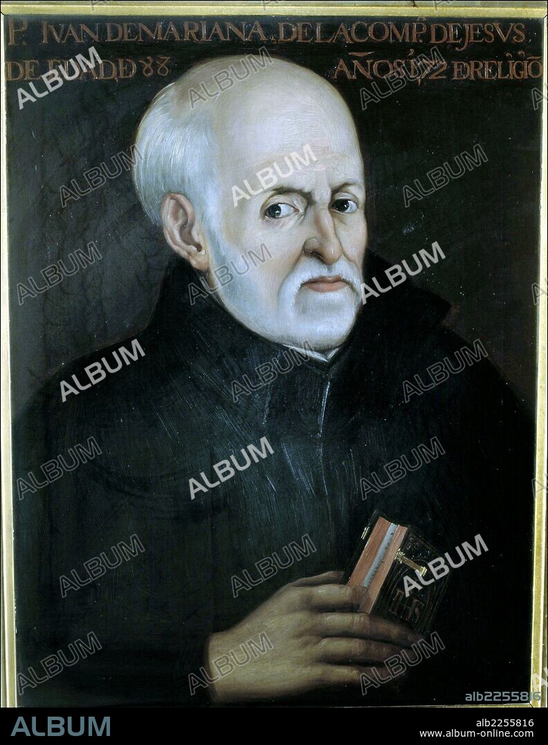 MARIANA , PADRE JUAN DE. HISTORIADOR Y JESUITA ESPAÑOL. TALAVERA DE LA REINA 1536 - 1624. OLEO DE MATIAS MORENO. INSTITUTO DE ESPAÑA. MADRID.