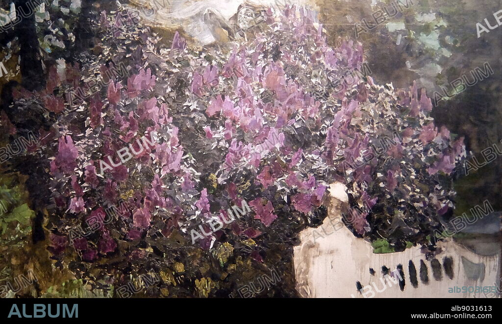 Painting titled 'Lilac' by Mikhail Vrubel. Mikhail Aleksandrovich Vrubel (1856-1910) a Russian artist.
