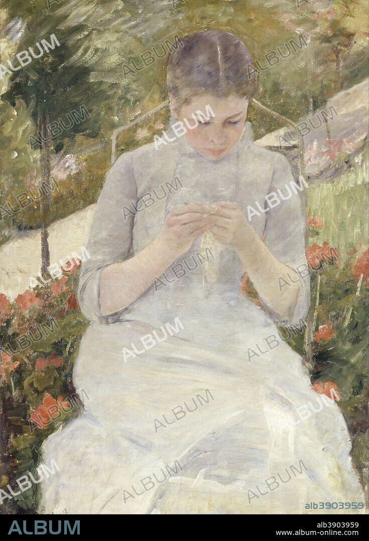MARY CASSATT. Jeune fille au jardin Girl in the Garden. Date/Period: 1880 - 1882. Painting. Oil on canvas. Height: 920 mm (36.22 in); Width: 650 mm (25.59 in).