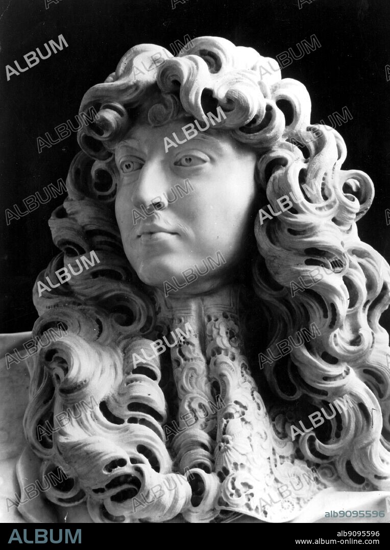 Louis XIV King of France, the Sun King, (1638-1715), reigned 1643-1715. Detail of the marble bust by Lorenzo Bernini (1598-1680) dated 1665. The Sun King by Nancy Mitford, page 23.