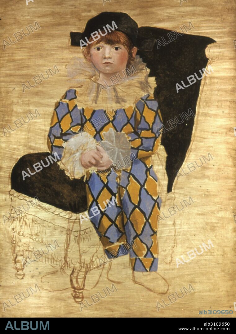 PABLO PICASSO. Pablo vestido de Arlequin/1924.