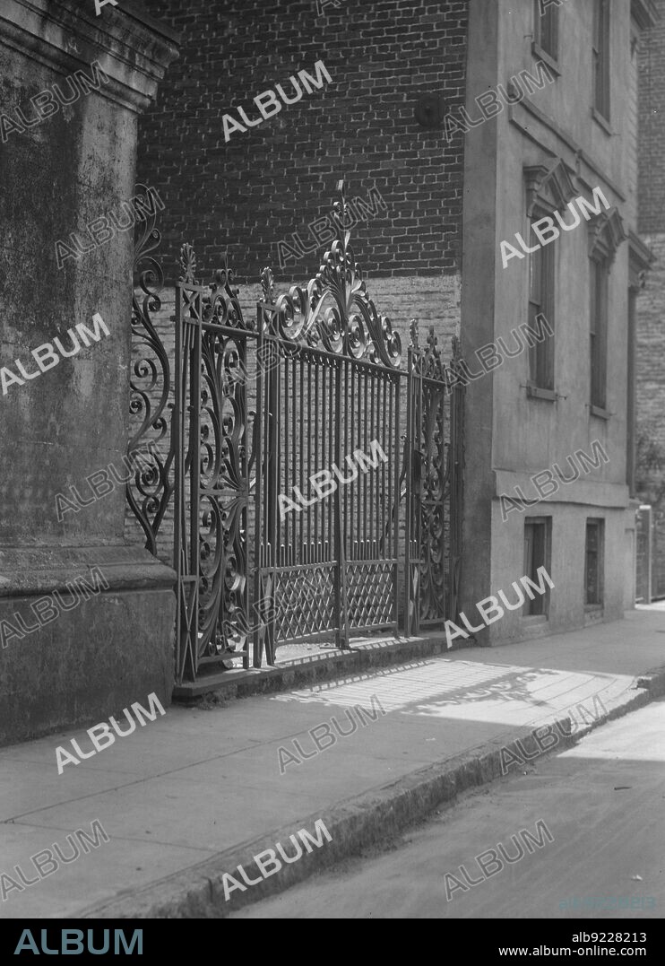 ARNOLD GENTHE. Wrought iron gate, New Orleans or Charleston, South Carolina, between 1920 and 1926.