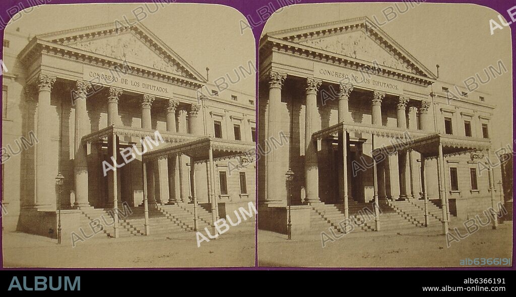 JEAN ANDRIEU (1816-1872). FACHADA DEL CONGRESO EN 1867 - FOTOGRAFIA EN BLANCO Y NEGRO - SIGLO XIX.