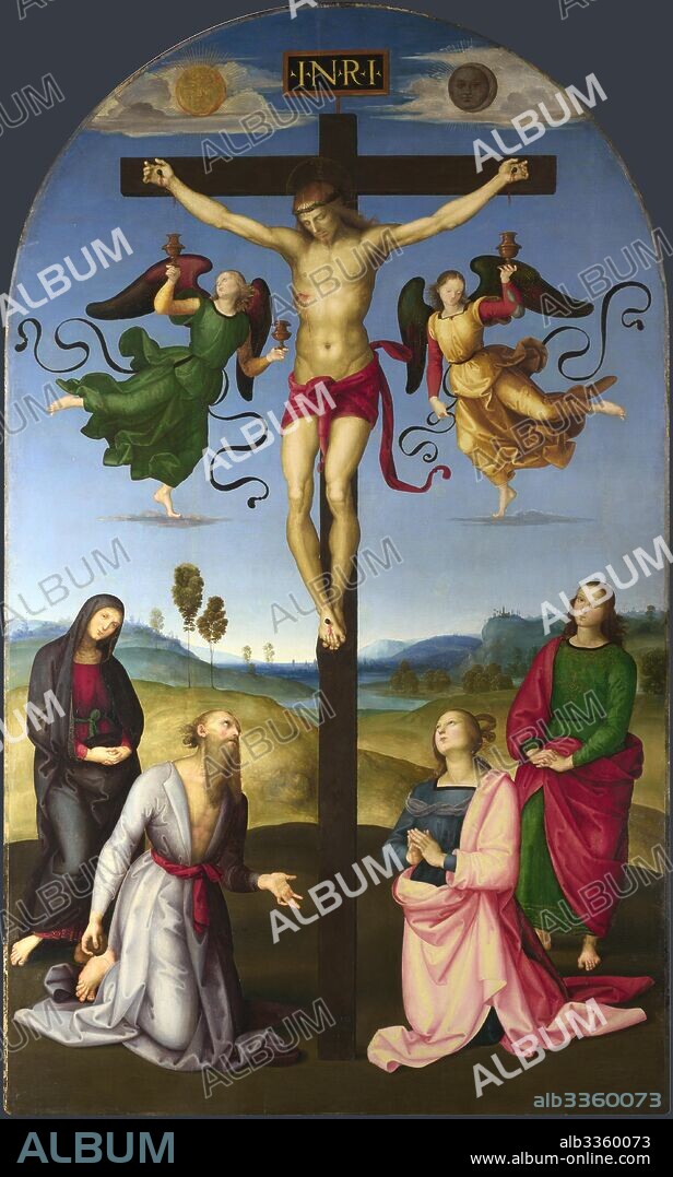 RAPHAEL (RAFFAELLO SANZIO DA URBINO). The Crucified Christ with the Virgin Mary, Saints and Angels (The Mond Crucifixion).