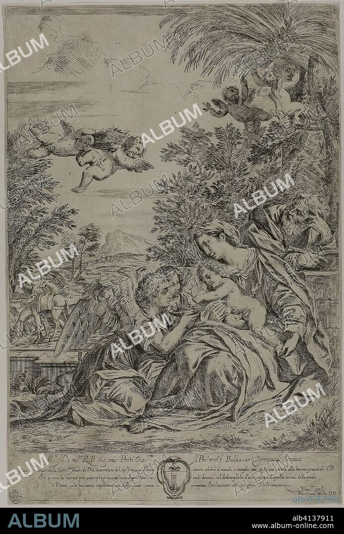 Flight into Egypt. Pier Francesco Mola; Italian, 1612-1666. Date: 1632-1666. Dimensions: 469 x 312 mm. Etching on ivory laid paper. Origin: Italy.