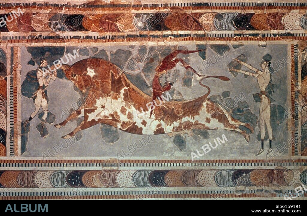 FRESCO - SALTO DEL TORO - II MILENIO AC- PINTURA CRETENSE DEL PALACIO DE CNOSOS- 1600 a JC.