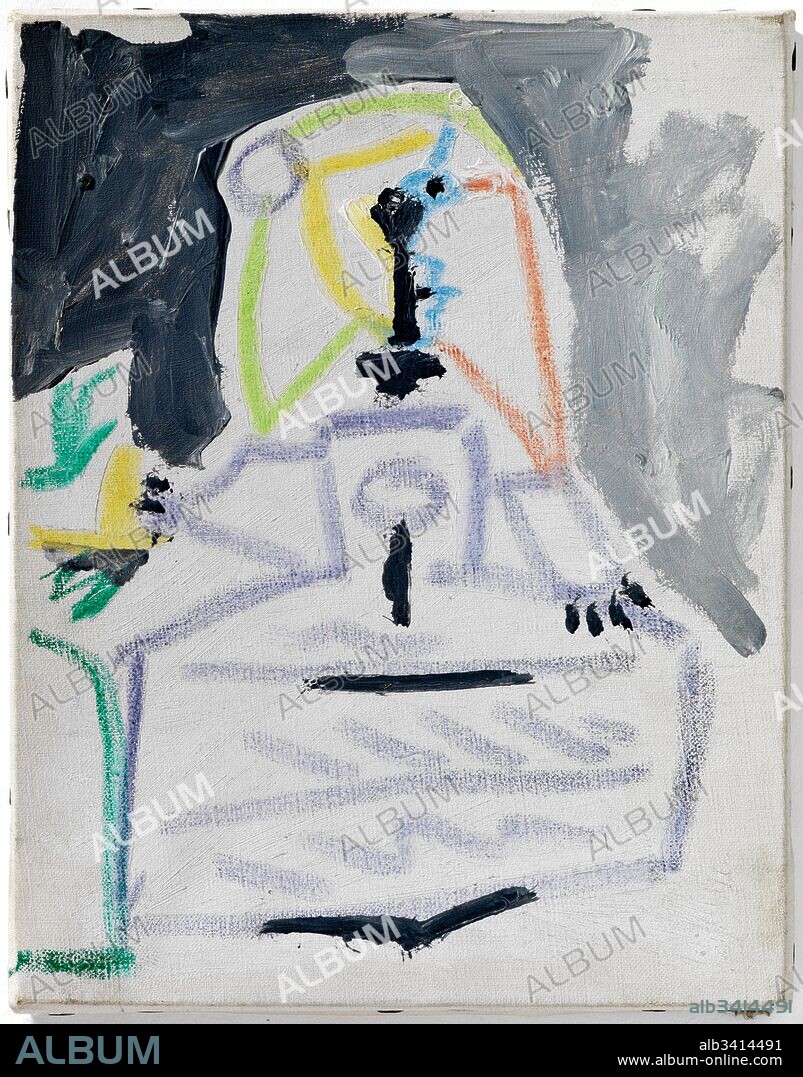 Pablo Picasso / "Las Meninas (infanta Margarita Maria)",1957, Óleo y lápiz graso de color sobre tela, 18 x 14 cm, MPB 70.443.