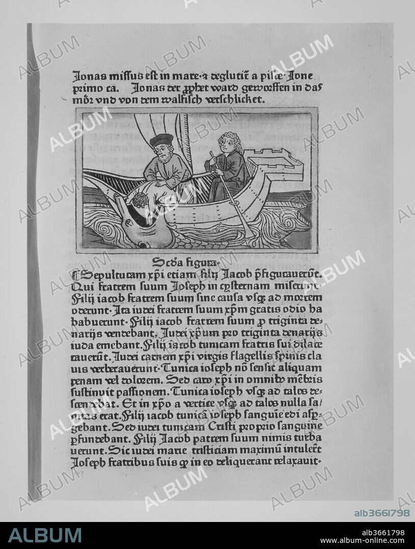 BÄMLER-MASTER. Speculum humanae salvationis cum speculo S. Mariae Virginis. Artist: Bämler-Master (German). Author: Written by Frater Johannes O.B. (Augsburg, active 1459-74). Dimensions: Overall: 12 1/2 x 8 3/8 x 2 3/16 in. (31.8 x 21.3 x 5.5 cm). Printer: Printed by Günther Zainer (died 1478) at the Monastery of SS. Ulrich & Afra, Augsburg. Date: ca. 1473.
